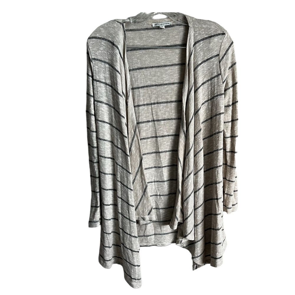 AEO Cream‎ Lightweight Striped Waterfall Cardigan